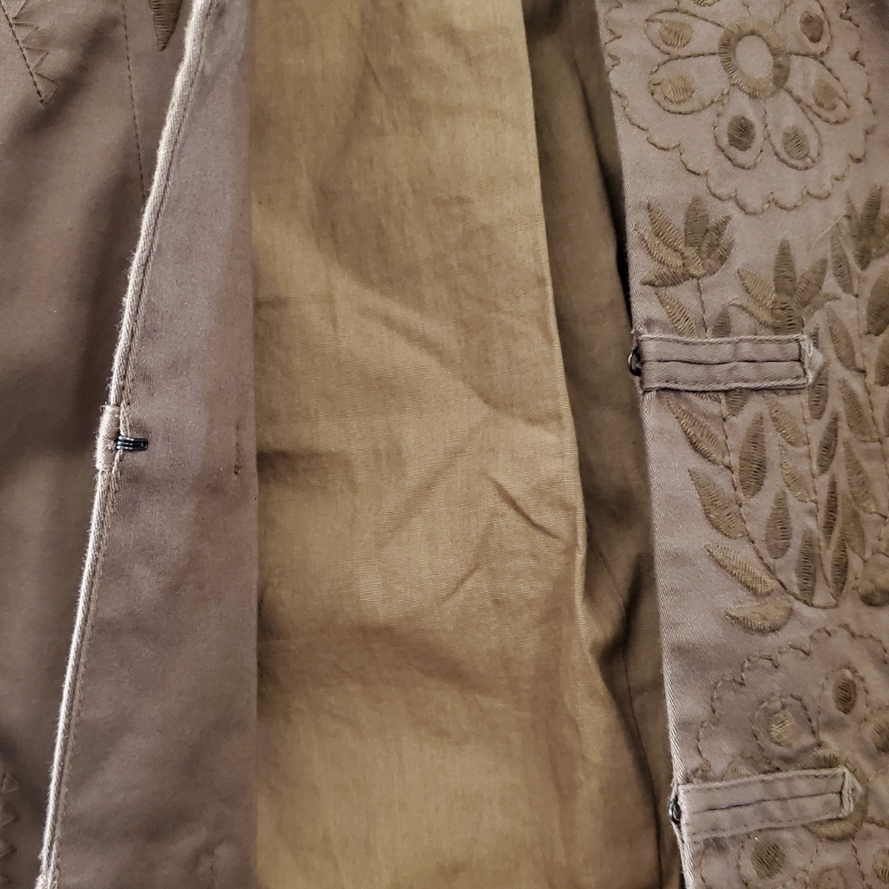 BCBG MaxAzria Brown Foral Embroidered Blazer S - Picture 4 of 12